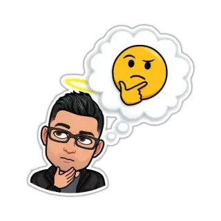🤔 Bitmoji, думает, Эмодзи, сомнение, вопрос, мультфильм telegram sticker