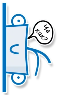 😯 Че как? karakter, salam, bahasa rusia, biru, stiker whatsapp sticker
