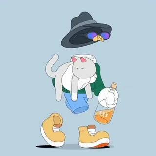 🤩 고양이, 투명인간, 모자, 신발, 알코올 telegram sticker