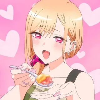 🍜 Marin Kitagawa My Dress-Up Darling Anime, Mignon, Fille, Dessin animé, Nourriture, Sucré telegram sticker