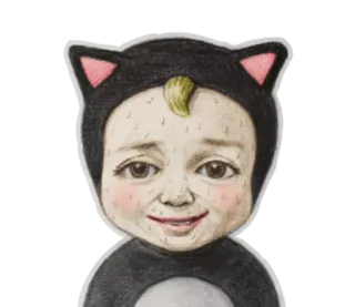 ☹️ gato, bebê, fantasia, animal, criança, retrato, fofo, desenho animado whatsapp sticker