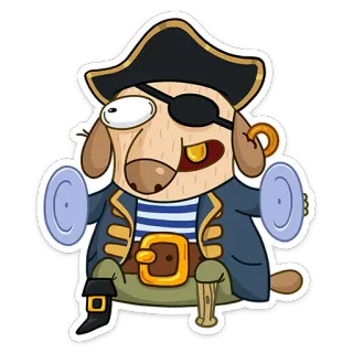 😱 해적, 개, 만화, 동물, 캐릭터, 바다 whatsapp sticker