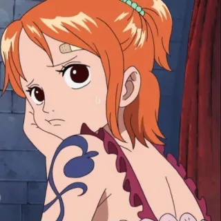 😾 Nami One Piece 动漫, 橘色头发, 卡通, 海贼王, 海盗 telegram sticker