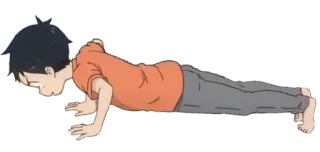 😎 exercício, flexão, fitness, treino, desenho animado, menino telegram sticker