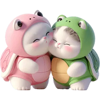 😍 mignon, chat, tortue, animal, dessin animé, kawaii whatsapp sticker