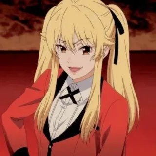 🦮 Mary Saotome Kakegurui Anime, Chica, Rubia, Coleta, Uniforme rojo, Kakegurui, Mary Saotome telegram sticker