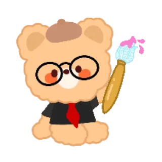 🐻 urso, artista, pintor, fofo, desenho animado telegram sticker