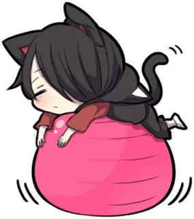 🔴 애니메이션, 고양이 귀, 자는, 카와이, 치비, 편안한, 귀여운 telegram sticker
