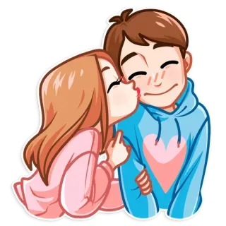 😗 casal, beijo, amor, desenho animado, coração, romance, afeição, relacionamento telegram sticker