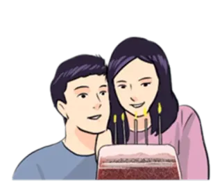 🎂 casal, aniversário, bolo, celebração, relacionamento, amor telegram sticker