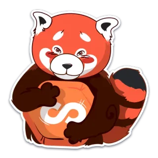 ❤️ แพนด้าแดง, สัตว์, สติกเกอร์, น่ารัก, สีส้ม, การ์ตูน telegram sticker