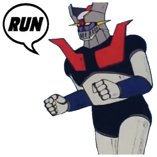 🏃‍♀️ Mazinger Z RUN робот, аниме, бег, мультфильм whatsapp sticker