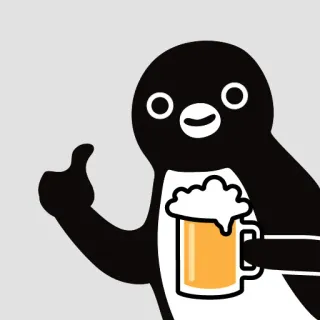 🍺 pingouin, bière, boisson, pouce levé, mignon, dessin animé telegram sticker