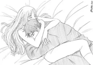 🔗 drawing, couple, embrace, love, sketch, artwork telegram sticker