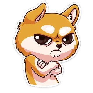 😒 cachorro, bravo, chateado, meme, desenho animado, shiba inu, cara de meme telegram sticker
