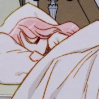🎀 schlafend, pinke Haare, Decke, Bett, ausruhen, Anime Stil telegram sticker