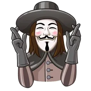 😂 V V for Vendetta V for Vendetta, กาย ฟอกส์, หน้ากาก, นิรนาม, ภาพยนตร์, ตัวละคร, การ์ตูน telegram sticker