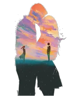 ❤️ Silhouette, Couple, Amour, Art, Coucher de soleil, Romance telegram sticker