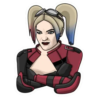 😒 Harley Quinn Harley Quinn, DC Comics, Schurk, Stripboek, Sticker, Cartoon, Margot Robbie telegram sticker
