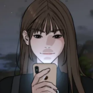 💌 Frau, Mädchen, Selfie, Smartphone, Cartoon, Porträt telegram sticker
