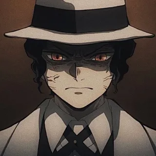 🌟 Muzan Kibutsuji Demon Slayer Anime, Demônio, Chapéu, Olhos vermelhos, Muzan Kibutsuji, Demon Slayer telegram sticker