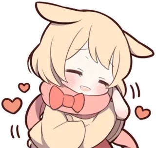 😊 anime, kawaii, cute, scarf, heart, chibi whatsapp sticker