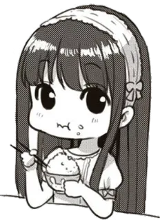 🍚 chibi, anime, eating, food, kawaii, rice, girl telegram sticker