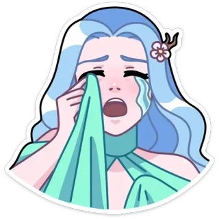 😭 chorando, triste, emocional, lágrimas, mulher, estilo anime whatsapp sticker