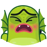 🤢 monstruo, dibujos animados, pegatina, criatura, verde, triste whatsapp sticker