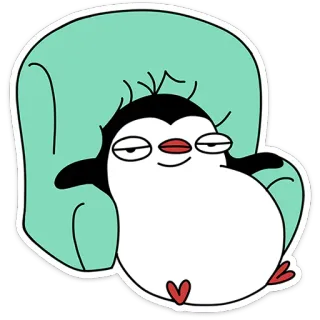 🐧 Pingouin, Dessin animé, Détente, Relax, Paresseux, Animal telegram sticker