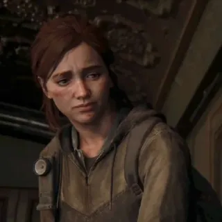 🪶 Ellie Williams The Last of Us видеоигра, выживание, апокалипсис, персонаж, грустный telegram sticker