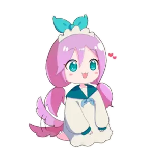 💗 naklejka, kreskówka, kawaii, słodki, styl anime, różowy, niebieski, serce whatsapp sticker
