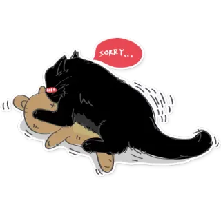 😬 SORRY... cat, teddy bear, animal, apology, cartoon telegram sticker
