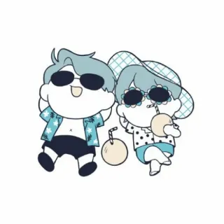 ❤️ 만화, 해변, 선글라스, 코코넛, 여름, 귀여운 telegram sticker