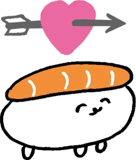 😊 Sushi, Kawaii, Coração, Seta, Comida, Fofo whatsapp sticker