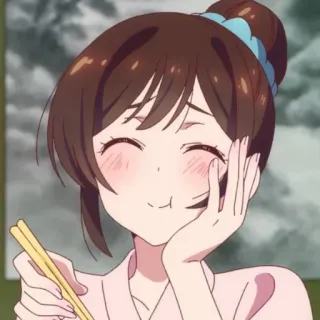 🍓 Mami Nanami Rent-A-Girlfriend Anime, Mangá, Personagem, Rent-a-Girlfriend, Mami Nanami, Comendo, Hashis, Fofo telegram sticker