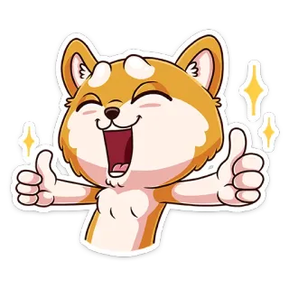 👍 cão, cachorro, animal, polegar para cima, bom trabalho, feliz, positivo telegram sticker