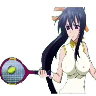 🎾 Akeno Himejima High School DxD anime, girl, tennis, fanart, Akeno Himejima, High School DxD telegram sticker