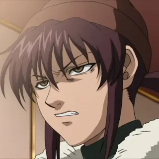 😠 Revy Black Lagoon Anime, Revy, Mädchen, Waffe, Attitüde whatsapp sticker