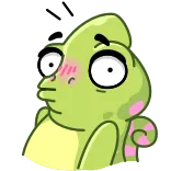 🥺 Chamäleon, Cartoon, Tier, Grün, Niedlich, Sticker telegram sticker