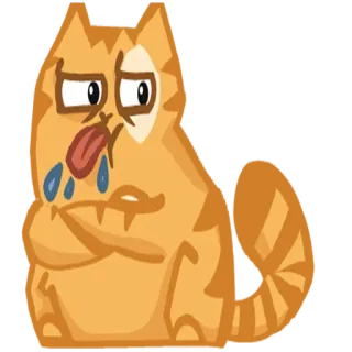 😛 cat, sticker, exhausted, cartoon, animal, tired, sad, funny telegram sticker
