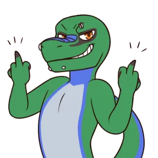 🖕 dinosaurus, reptil, kartun, kasar, menyinggung, jari tengah telegram sticker
