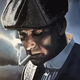 🚬 đàn ông, thuốc lá, hút thuốc, chân dung, mũ, peaky blinders, thuốc lá telegram sticker