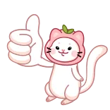 👍 jempol, kucing, stiker, persik, imut, hewan, kawaii whatsapp sticker