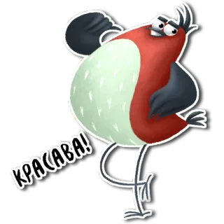 💪 КРАСАВА! птица, милый, смешной, русский, красава, наклейка whatsapp sticker