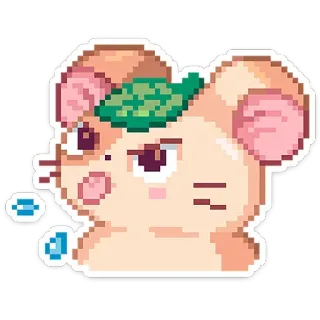 😛 쥐, 햄스터, 동물, 귀여운, 픽셀 아트, 스티커 telegram sticker