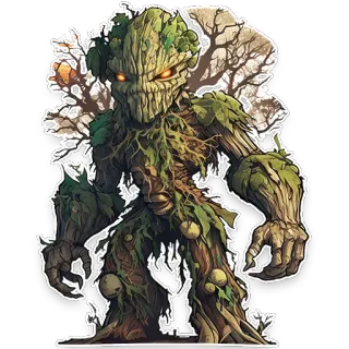 🌳 pohon, golem, alam, makhluk, monster, hutan telegram sticker