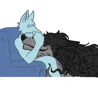 😴 ych furry, wolf, cartoon, couch, cute, animal, dog telegram sticker