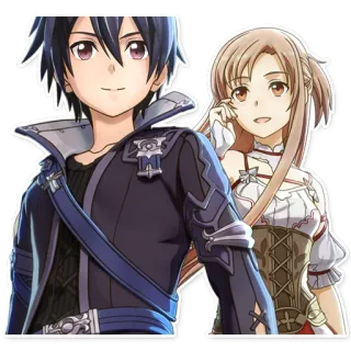 💑 Kirito Sword Art Online 애니메이션, 검, 아트, 온라인, 키리토, 아스나 telegram sticker