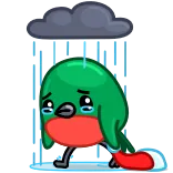 😭 悲しい, 泣く, 鳥, 雨, 雲, 漫画, 絵文字 telegram sticker